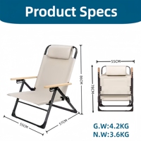 Chaise de camping en Oxford 600D, fabrication directe usine OEM/ODM, tube épaissi de 25 mm, charge 150 kg, avec coussin pour camping, pêche et jardin en extérieur