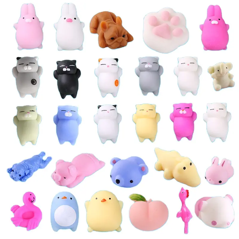 Non-toxic Promotional Anti-stress Mochi Squeeze toys Mini Pop Squishy Stretchy Stress Relief Kawaii Animals Toy