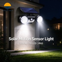 Lampe solaire murale de jardin à 3 têtes chanfreinées, 400LM, 230 LED, à détection de mouvement, contrôle de la lumière, micro-lumière, étanche IP65