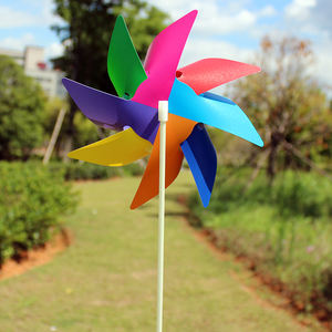 16cm acht blättrige achtfarbige Plastikspielzeug-Windmühle für Kinder Garten-Patio-Dekorations windmühle im Freien - Product Image 4
