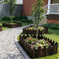 Borde de Madera para Jardín de 4 Pies, Valla Decorativa de Madera para Jardín, Borde de Paisajismo, Valla de Madera para Exteriores