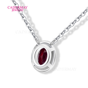 Cadermay Moissanite Necklace S925 Silver Oval Ruby Color Claw Setting Women's Wedding Jewelry - Product Image 4