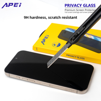 Lot de 2 films de protection d'écran anti-espion en verre trempé, installation facile, dureté 9H, qualité AAA pour iPhone 18 17Pro 15