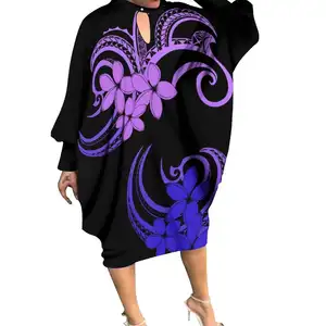 Mới Nhất Đến Đen Đúng Kích Thước Polynesian Plumeria Quần Áo Phụ Nữ Giản Dị Dresses Kaftan Tùy Chỉnh Theo Yêu Cầu Bat Tay Áo Váy Moq 1