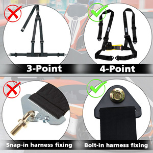 Ceinture de sécurité POY Racing 4 points en nylon noir pour véhicules modifiés - Product Image 3