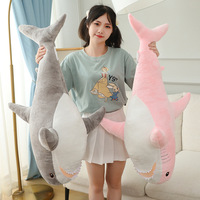 Jouets en peluche de requin géant Organisme marin doux Jouet animal en peluche requin bleu Coussin de couchage amusant Cadeau d'aquarium pour les enfants