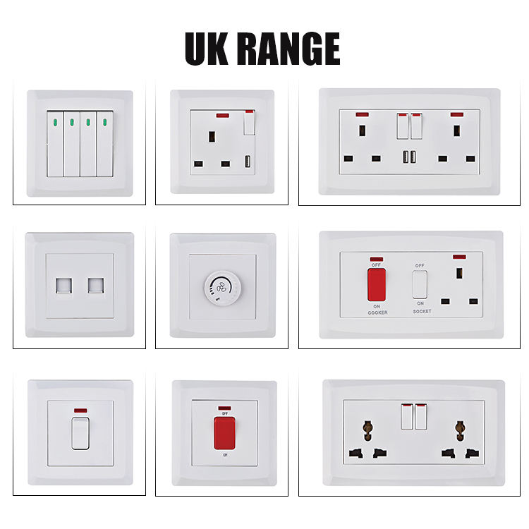 RTS UK Standard 45 a Switch With Neon LED Indicator Double Pole Power Cooker White High Quality Wall Switch