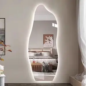 Wandgemonteerde Huishoudelijke Vloerfitting Spiegel Onregelmatige Eenvoudige Woonkamer Wolken Full-Body Led Slimme Spiegel