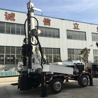 Petite plate-forme de forage mobile de percuss de puits d'eau hydraulique de remorque de 200 mètres exportée vers l'Inde