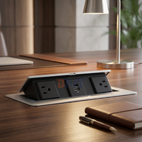 Enchufe de Mesa Emergente con 2 Puertos USB y 2 Puertos RJ45, Diseño Oculto IP44, 10A, para Mesa de Conferencias
