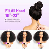 Perruque en cheveux humains Remy bouclés afro, avec dentelle frontale transparente, pour femmes noires