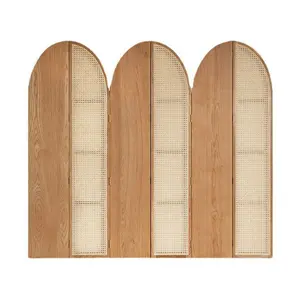 Dreamhause-separador de pantalla de ratán de madera de estilo japonés, separador plegable Simple de madera sólida para porche