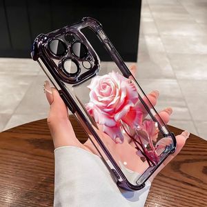 Custodia per iPhone 17 Air 16 15 14 <span class=keywords><strong>13</strong></span> 12 <span class=keywords><strong>Pro</strong></span> Max trasparente antiurto con protezione angolare e motivo <span class=keywords><strong>rosa</strong></span> alla moda - Product Image 5