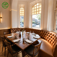 Ensemble de sièges en cuir modernes sur mesure, table et chaises en bois, usage commercial, mobilier de restaurant pour café, hôtel