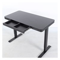 Bureau intelligent debout en verre E4 avec USB, table de bureau électrique réglable en hauteur avec tiroir, cadre de bureau sur pied à double moteur