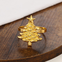 Expédition rapide, anneaux de serviette de Noël en alliage de zinc plaqué or/argent, design renne et arbre, décoration de table de fête, vente en gros