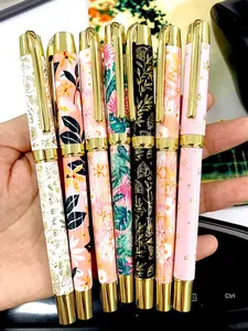 Рекламный подарок на заказ, Цветочная ручка, термопереводная металлическая шариковая ручка с цветочным принтом