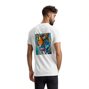 เสื้อยืดผู้ชายลายพิมพ์ลายเสือด้านหลัง คอตตอนทรงโอเวอร์ไซส์ คอกลม แขนสั้น สไตล์ลำลอง น้ำหนัก 250 กรัม - Product Image 1