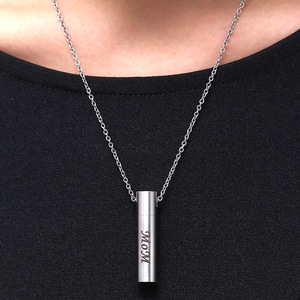 Collier pendentif personnalisé en acier inoxydable pour cendres, capsule funéraire commémorative, chaîne vintage en argent - Product Image 4
