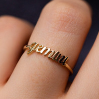 Bague personnalisée Mylove en laiton plaqué or 18 carats avec inscription cursive du signe du zodiaque et nom, bijoux fantaisie pour femme