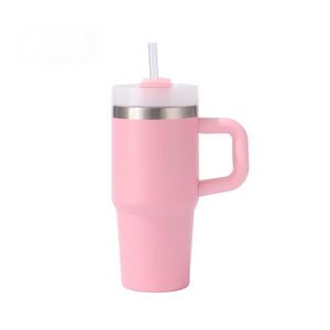 Bouteille d'eau isotherme réutilisable en acier inoxydable de 14 oz avec logo personnalisé, design sportif, poignée et couvercle à paille - Product Image 3