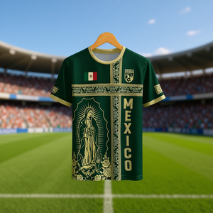 Maglia da Calcio Unisex Messicana a Maniche Corte con Stampa Sublimata, Collo Rotondo, per Partite, Adulti, Tutte le Stagioni - Product Image 2