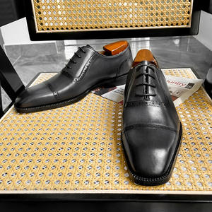 Zapatos Oxford de cuero vacuno gris de alta gama, zapatos de oficina transpirables para negocios - Product Image 2