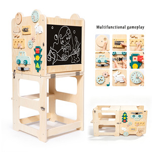 Tabouret de cuisine pliable Montessori pour tout-petits, chaise d'apprentissage pour bébé, tour d'apprentissage multifonction en bois pour enfants - Product Image 1