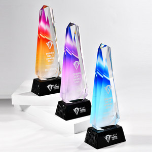 Trofeo de Cristal con Pico Impreso <span class=keywords><strong>en</strong></span> Color Personalizado |   Premio de Reunión Anual y Competencia de Equipo - Product Image 1