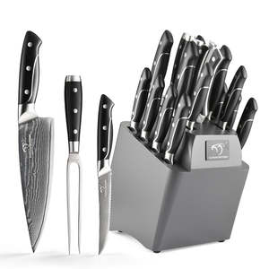 Juego de cuchillos de carnicero Santoku Premium de acero damasco de 18 piezas, superventas, cubiertos de cocina con mango de ABS para regalo - Product Image 3