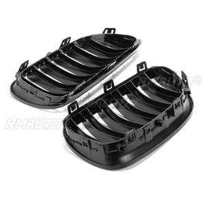 2 Rejillas Delanteras para BMW E92 E93 328i 335i 2007 2008 2009 2010 2011-2014, Rejillas de Carreras con Doble Listón en Negro Brillante - Product Image 4