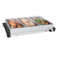 Chauffe-Plats Électrique Professionnel avec Trois Plateaux de 1,5 Qt, Température Réglable, pour Buffet et Maintien au Chaud des Aliments