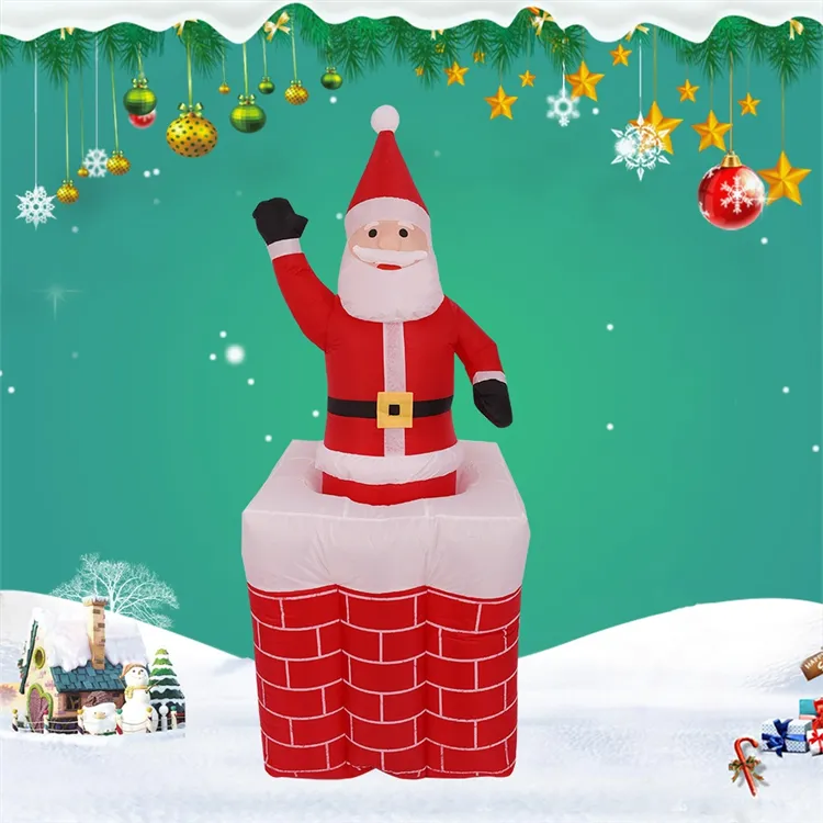 Giáng sinh Inflatable trang trí airblown hoạt hình 5ft trang trí Santa Claus nâng ống khói mô hình chiếu sáng giáng sinh inflatables