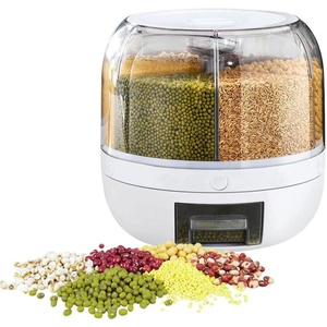 Contenedor Giratorio de Plástico para Granos - Dispensador de Arroz Sellado con Diseño Giratorio para Cereales, Granos y Alimentos Secos, Almacenamiento Hermético - Product Image 1