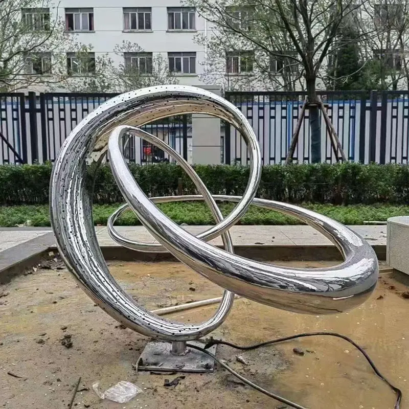 Avere disegno della città decorazione dell'azienda scultura all'aperto in acciaio inossidabile fontana d'acqua moderna