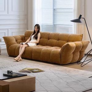 Sofá Semicircular Tapizado con Relleno de Espuma, Tela Flocada, Diseño de Líneas Rectas para Sala de Estar - Product Image 2