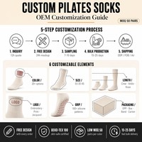 Chaussettes de Pilates personnalisées avec étiquette, en coton, antidérapantes, avec grip en silicone, pour le yoga, noir, rose, blanc, emballage kraft, prêtes pour l'OEM