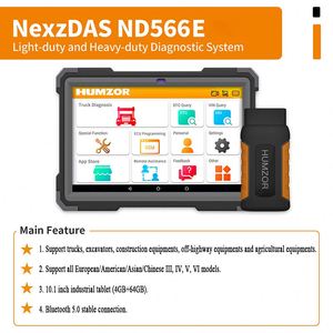 Humzor ND566E Truck Diagnosetool voor OBD2 Scanner, ECU Programmering en Codelezer voor vrachtwagens en auto's (Engels) - Product Image 4