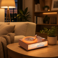 Speaker Lampu Malam Bluetooth 5.3 Retro Vinyl, Lampu LED Aromaterapi, Audio Nirkabel, Dekorasi untuk Kamar Tidur dan Kamar Bayi