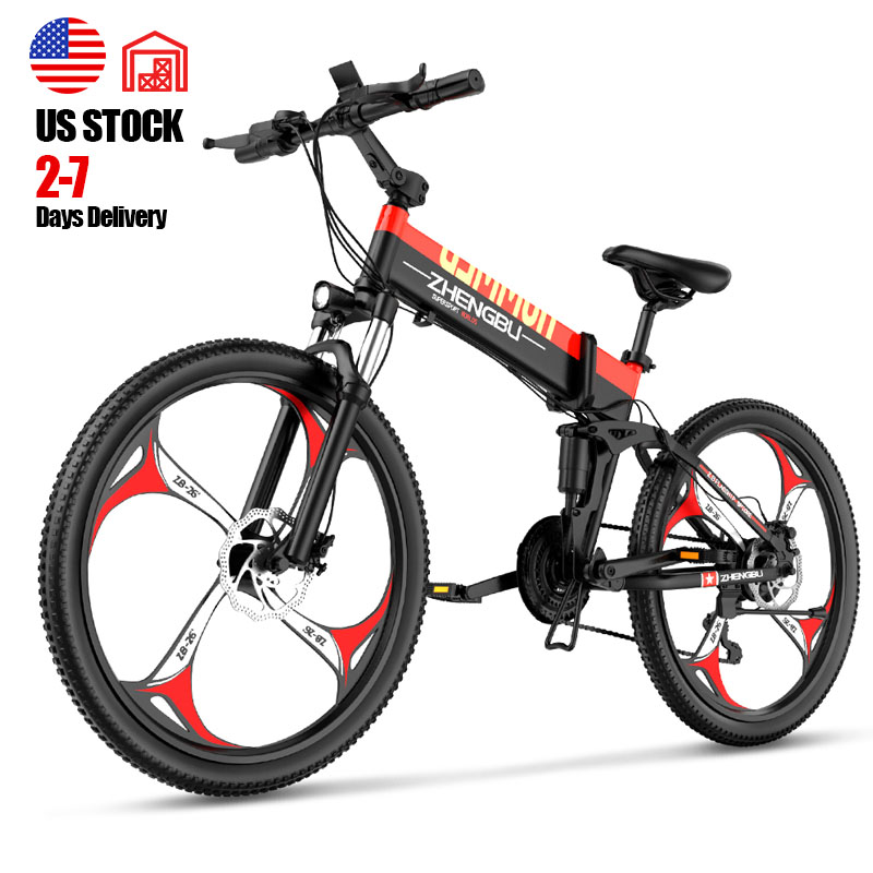 Складной гидравлический электровелосипед ZHENGBU H2PRO, колеса 26 дюймов, передняя вилка, задний шок, полная подвеска, Электрический горный велосипед