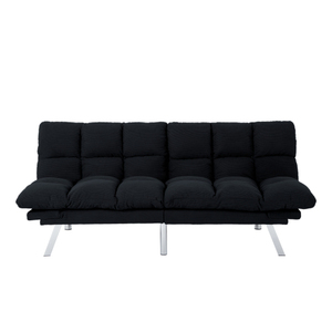 Canapé-lit moderne multifonctionnel pliable <span class=keywords><strong>2</strong></span> places en tissu velours pour chambre à coucher, salon et appartements (noir) - Product Image 1