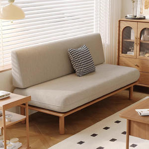 Brown Fabric <b>Sleeper</b> <b>Sofa</b> <b>Bed</b> Frame <b>Sofa</b> Couch Wooden Legs Compact Living Room Lounge Furniture - Product Image 5