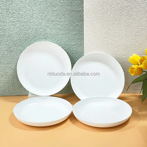 New Eco-friendly Microwave Safe White Plastic Plate Wheat Straw Plates Set Dinnerware Plastic Dish For Picnic