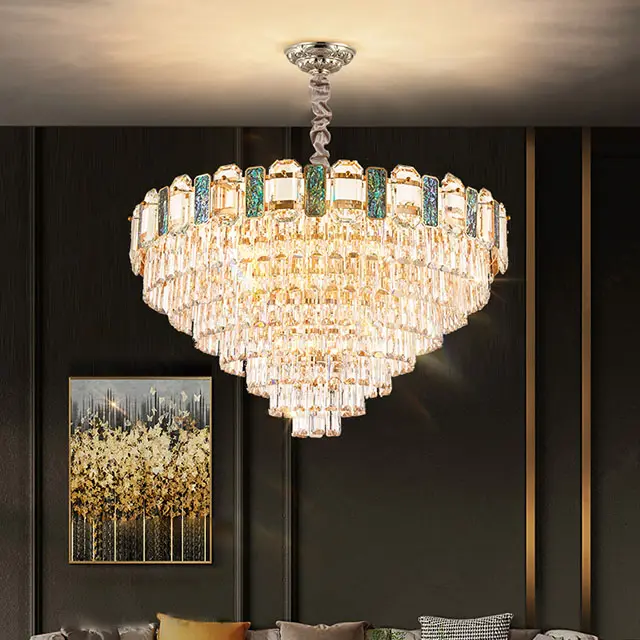 Lampadario su misura a risparmio energetico grande Golden Hotel Lobby esche Decorative en cristal Modern Luxury Led K9 lampadario di cristallo