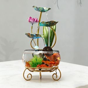 Fuente de agua para acuario con diseño de loto, decoración redonda para pecera, decoración para sala de estar y hogar - Product Image 3
