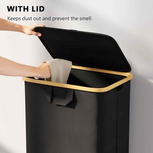 Mới nhất có thể gập lại giặt giỏ 110L giặt <span class=keywords><strong>Hamper</strong></span> với bánh xe và nắp hampers xử lý - Product Image 2