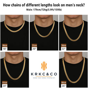 24K 골드 도금 마이애미 커브 스퀘어 컷 쿠바 링크 체인 비 변색 방수 보석 8mm 10mm 12mm 쿠바 목걸이 남성용 여성용 - Product Image 4