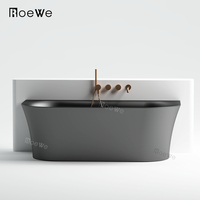 Baignoire noire mate en acrylique, baignoire murale de luxe pour bain à remous, idéale pour une utilisation intérieure dans les appartements, les hôtels et les salles de bain à domicile