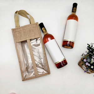 Bolsa de Yute Estilo Clásico para Botellas de Vino y Cerveza con Cierre de Cremallera, Embalaje para Regalo, Asa Larga, Origen Vietnamita - Product Image 1