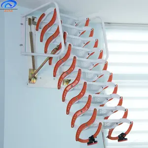 Orange Color Patented Retractable Hanging Escape Telescopic Collapsible Ladder For Roof